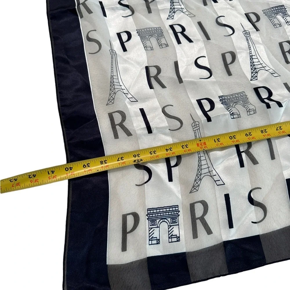 Women’s Scarf Eiffel Tower Print Navy Blue White Size 40 x 37.5”